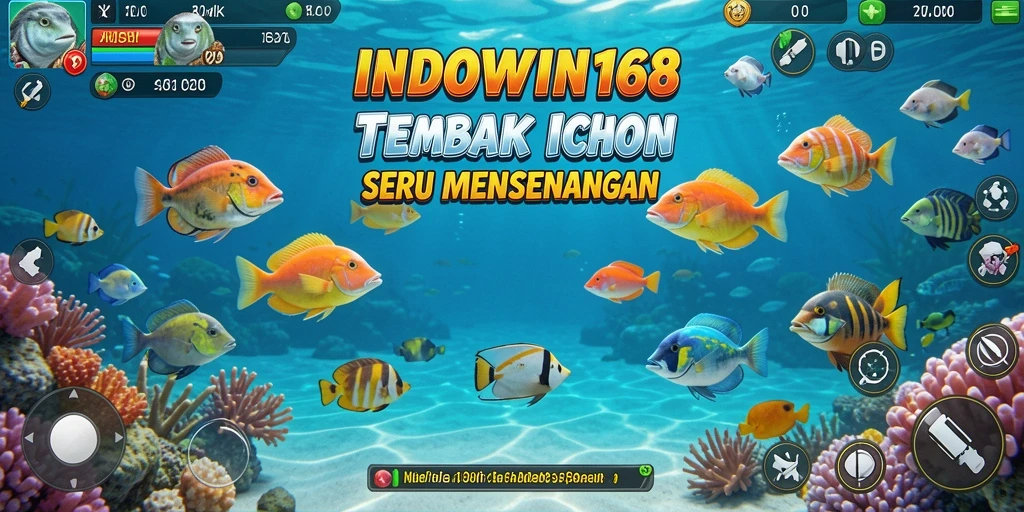 Screenshot gameplay dari INDOWIN168 yang menunjukkan serunya menembak ikan.