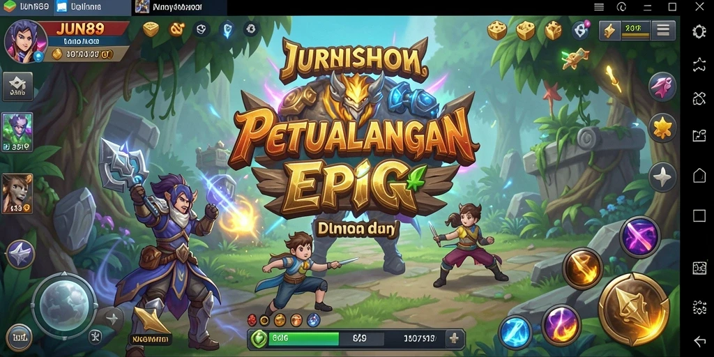 Menampilkan gameplay seru dengan karakter melakukan pertempuran epic dalam dunia RPG.
