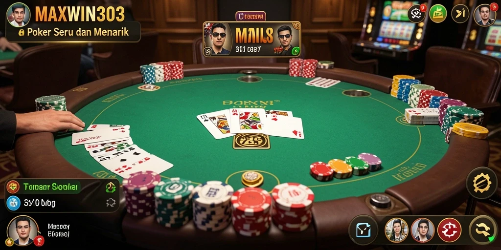 Screenshot gameplay Poker yang menampilkan aksi seru di MAXWIN303.