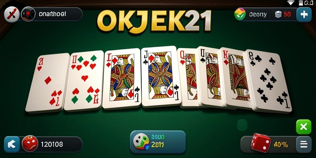 Screenshot gameplay OKJEK21 menampilkan aksi seru permainan domino.