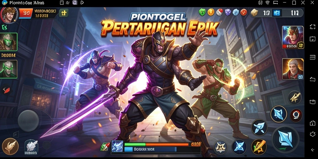 Gameplay seru di PIONTOGEL dengan karakter bertarung di arena.