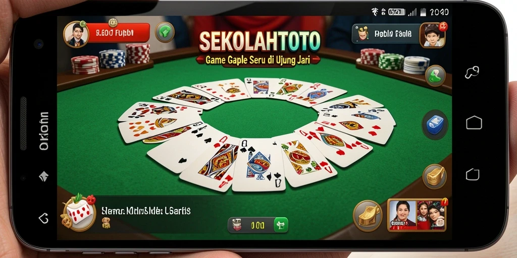 Tampilan gameplay seru dalam SEKOLAHTOTO saat bermain Gaple.