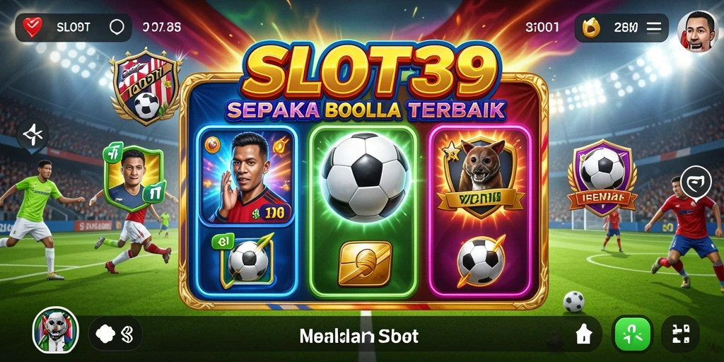 Tampilan antarmuka SLOT39 dengan tema olahraga sepak bola yang keren.