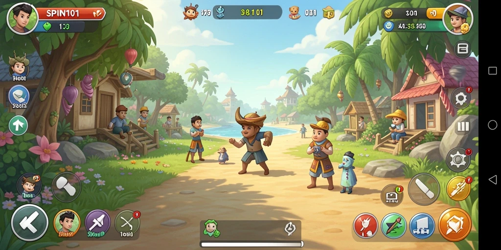 Tampilan gameplay SPIN101 yang cerah dan menghibur.