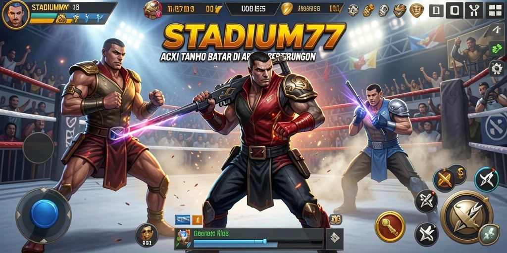 Tampilan aksi mendebarkan dalam STADIUM77 yang memikat.