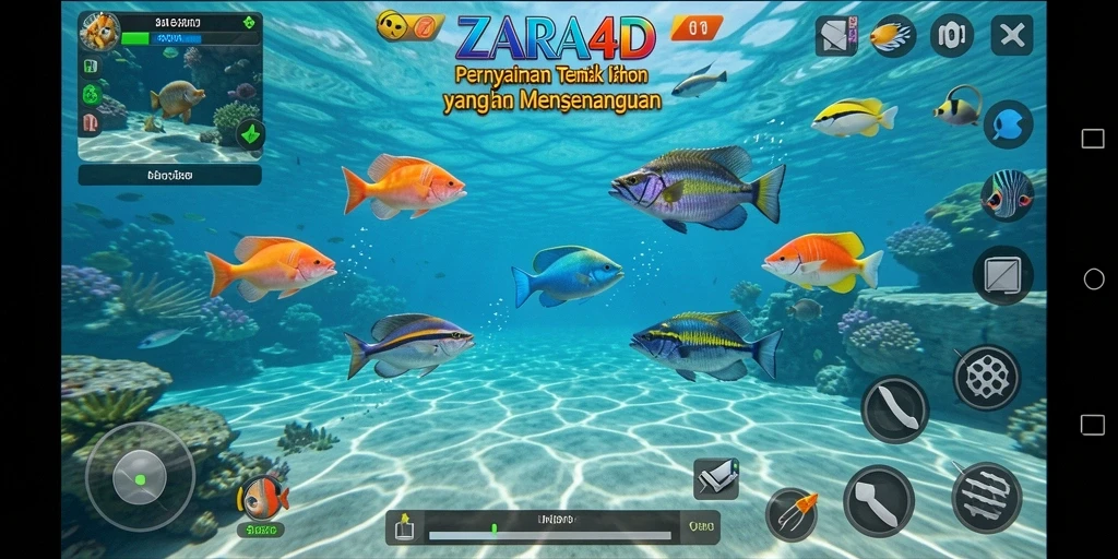 Tampilan gameplay ZARA4D yang menarik saat menangkap ikan besar.